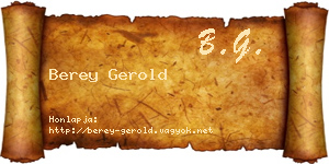 Berey Gerold névjegykártya